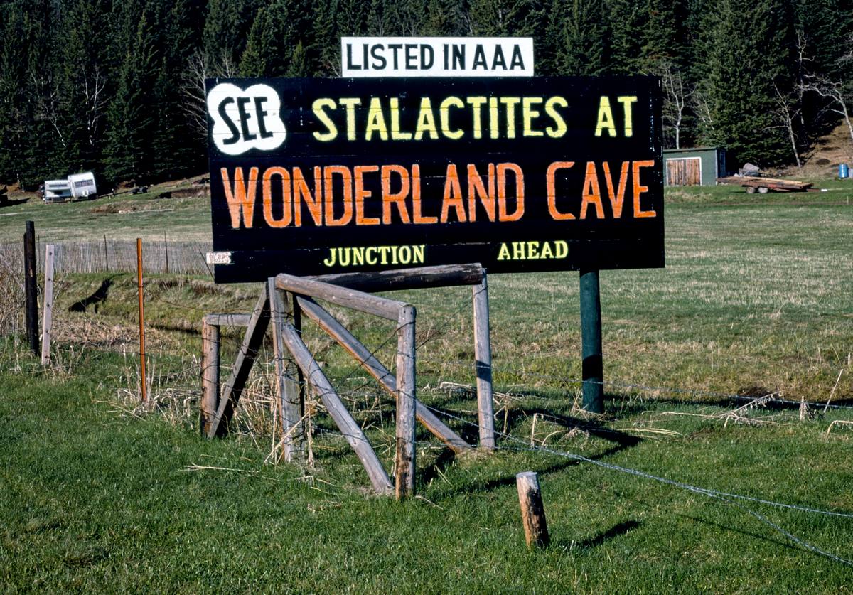 Historic Photo : 1980 Wonderland Cave billboard, Route 385, Black Hills, South Dakota | Margolies | Roadside America Collection | Vintage Wall Art :