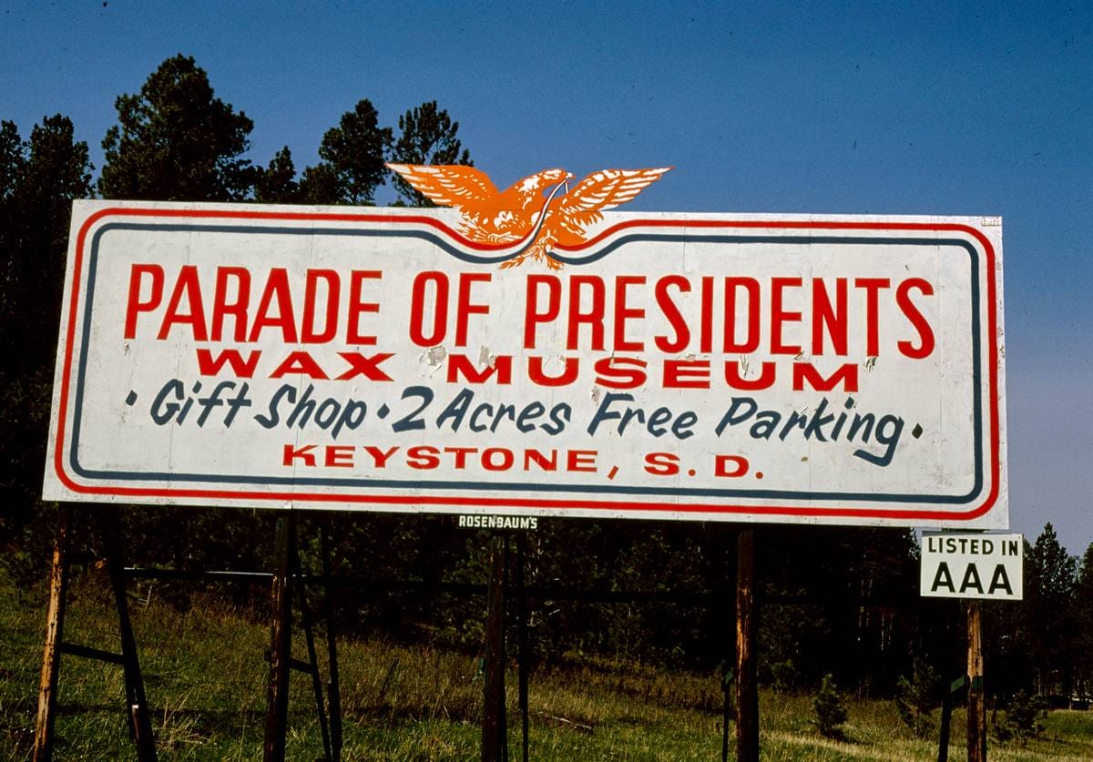 Historic Photo : 1980 Wax Museum billboard, Route 16, near Keystone, South Dakota | Margolies | Roadside America Collection | Vintage Wall Art :
