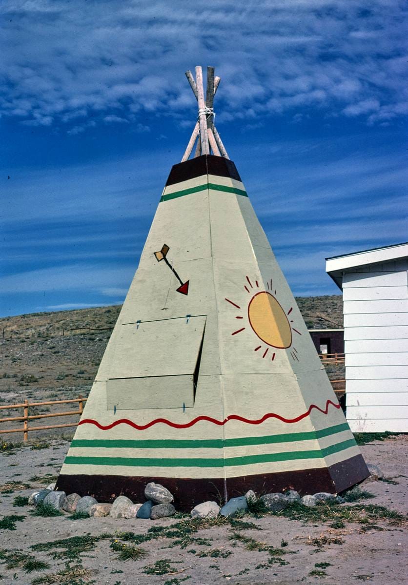 Historic Photo : 1980 Teepee fireworks stand, Route 20, Orin Junction, Wyoming | Margolies | Roadside America Collection | Vintage Wall Art :