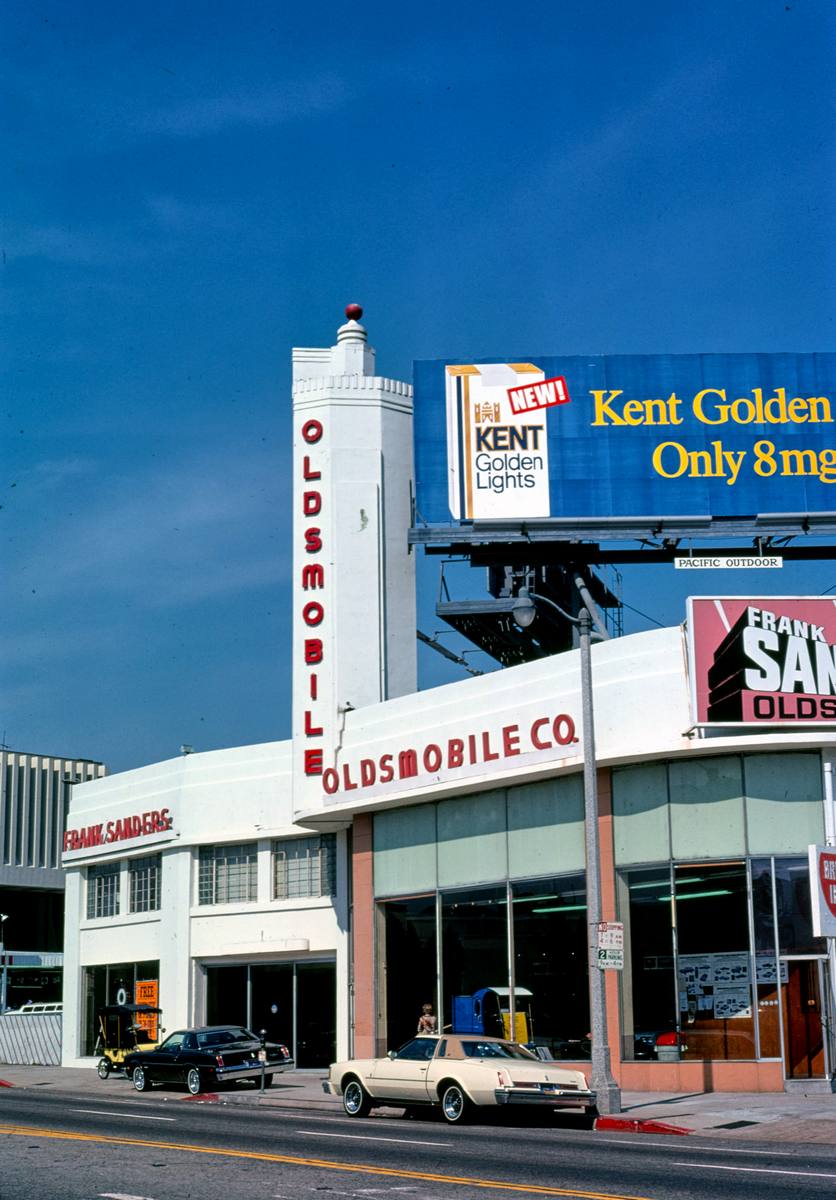 Historic Photo : 1976 Sanders Oldsmobile, La Brea & Wilshire, Los Angeles, California | Margolies | Roadside America Collection | Vintage Wall Art :