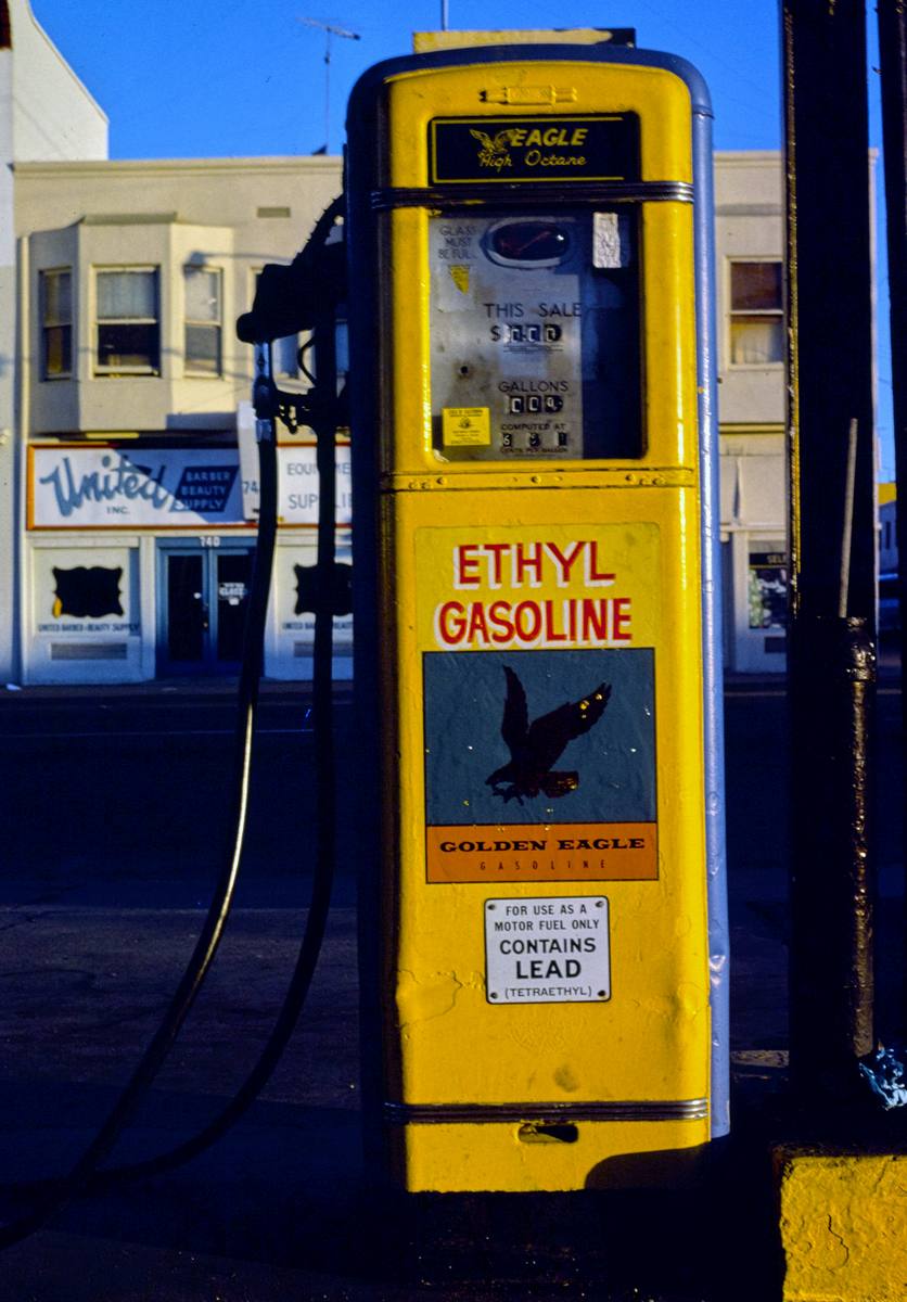 Historic Photo : 1977 Golden Eagle gas pump (#1), San Diego, California | Margolies | Roadside America Collection | Vintage Wall Art :