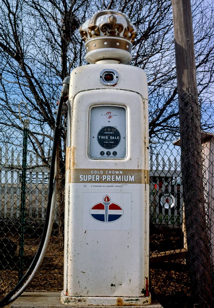 Historic Photo : 1980 Amoco Gold Crown gas pump, Brooklyn, Iowa | Margolies | Roadside America Collection | Vintage Wall Art :