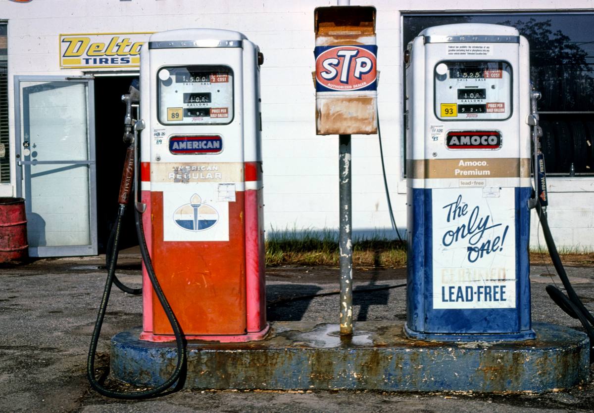 Historic Photo : 1979 Amoco gas pumps, Rt. 59, Seneca, South Carolina | Margolies | Roadside America Collection | Vintage Wall Art :