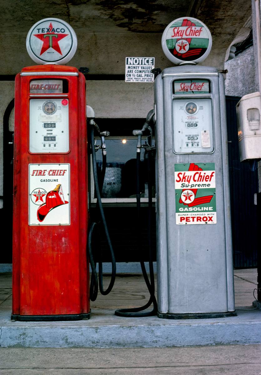 Historic Photo : 1978 Two Texaco pumps, Red Star Filling Station, Marietta, Ohio | Margolies | Roadside America Collection | Vintage Wall Art :