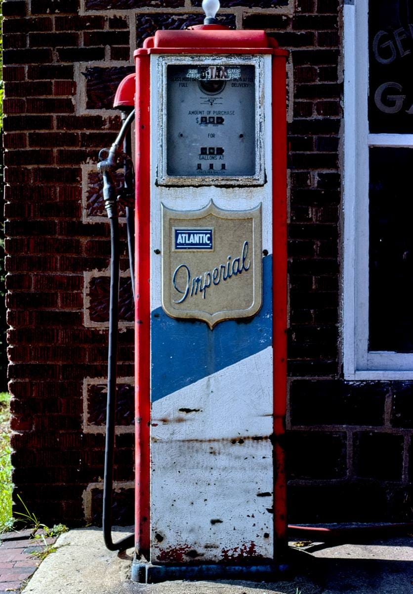 Historic Photo : 1977 Atlantic gas pump (white), Rt. 201, Flatwoods, Pennsylvania | Margolies | Roadside America Collection | Vintage Wall Art :
