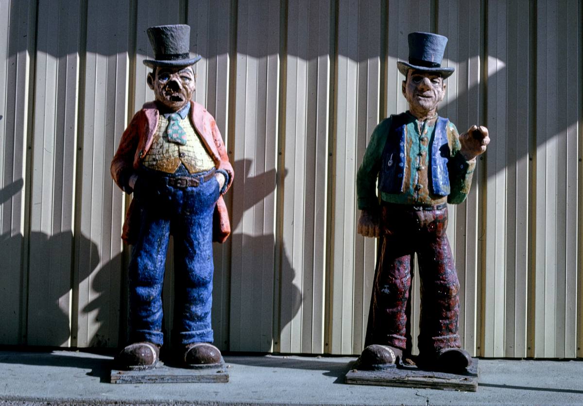 Historic Photo : 1991 Two Stiffs Selling Gas detail (two statues), Lovelock, Nevada | Margolies | Roadside America Collection | Vintage Wall Art :