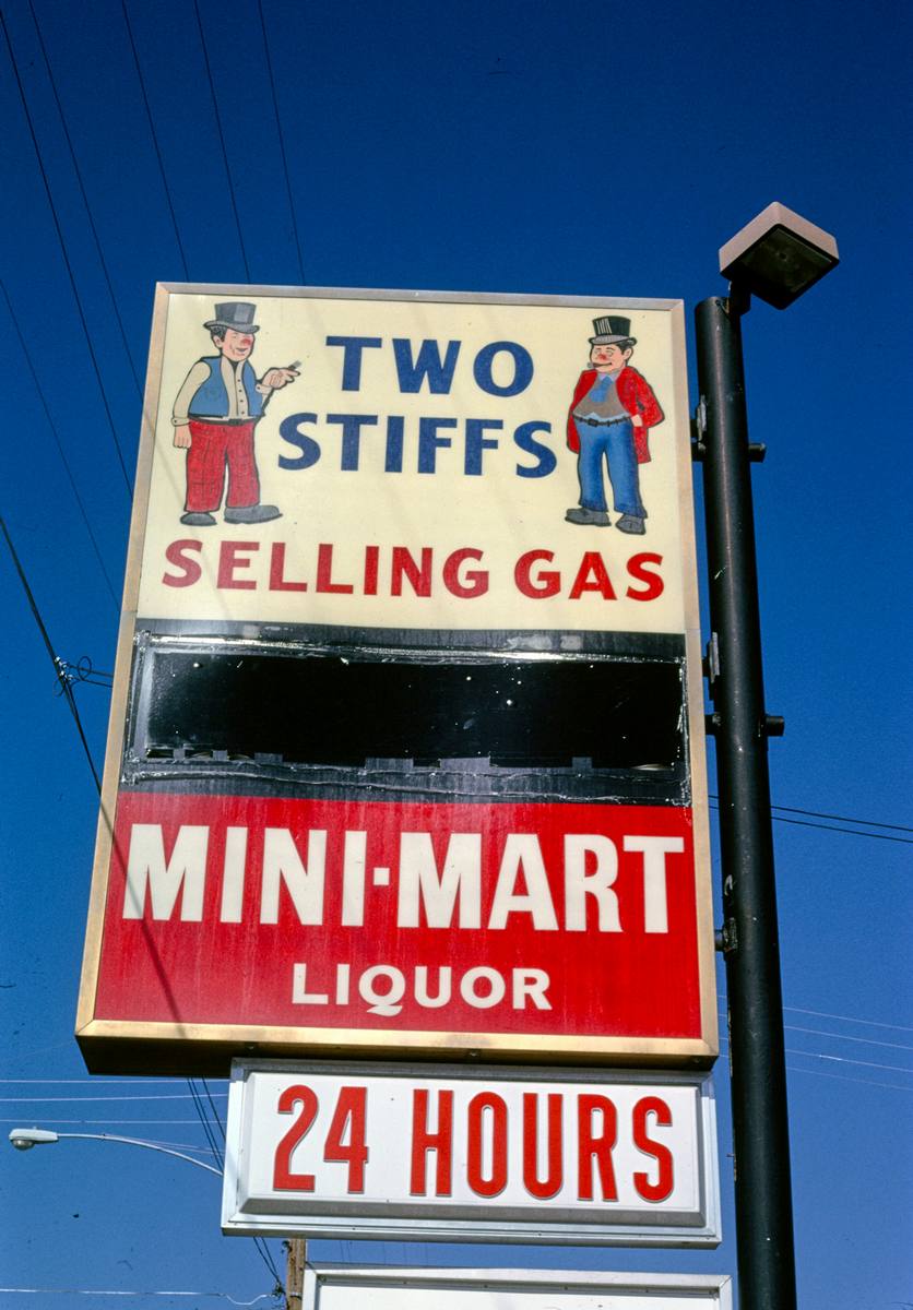 Historic Photo : 1991 Two Stiffs Selling Gas sign, Lovelock, Nevada | Margolies | Roadside America Collection | Vintage Wall Art :