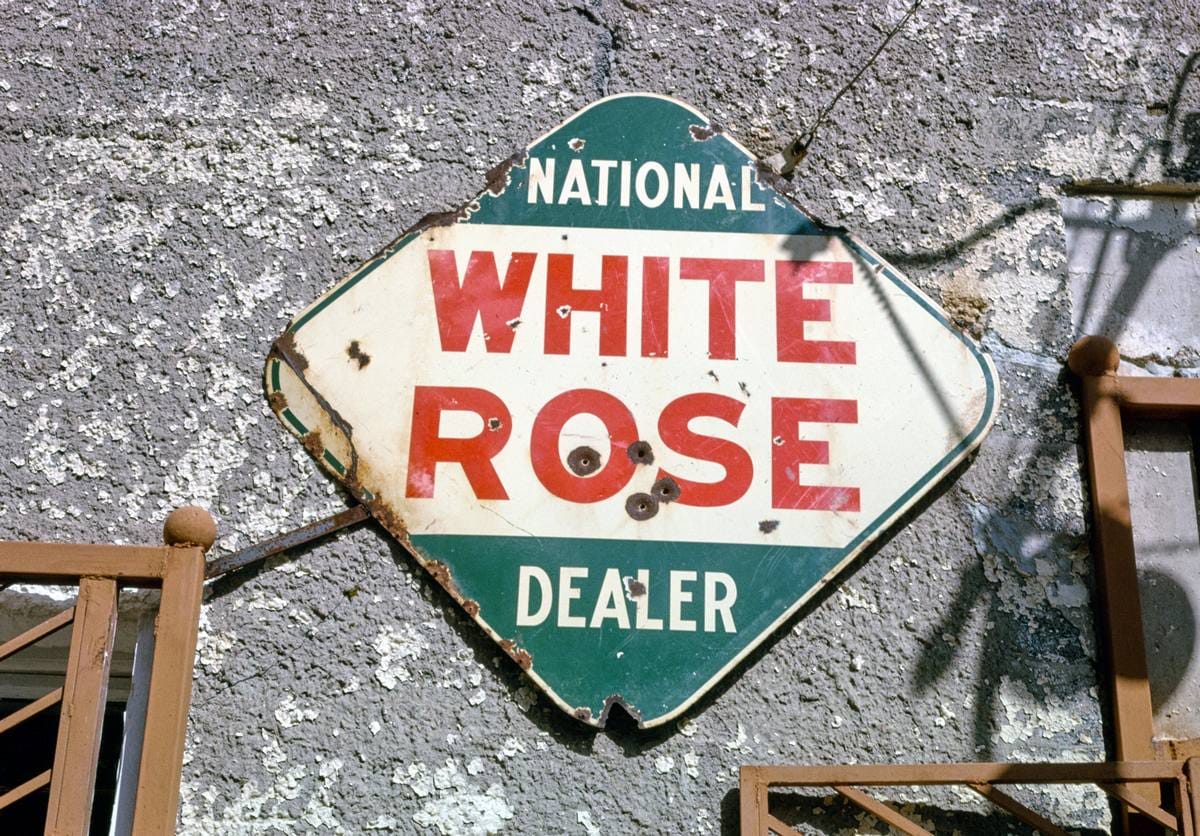 Historic Photo : 1991 White Rose Gas sign, Jerome, Arizona | Margolies | Roadside America Collection | Vintage Wall Art :