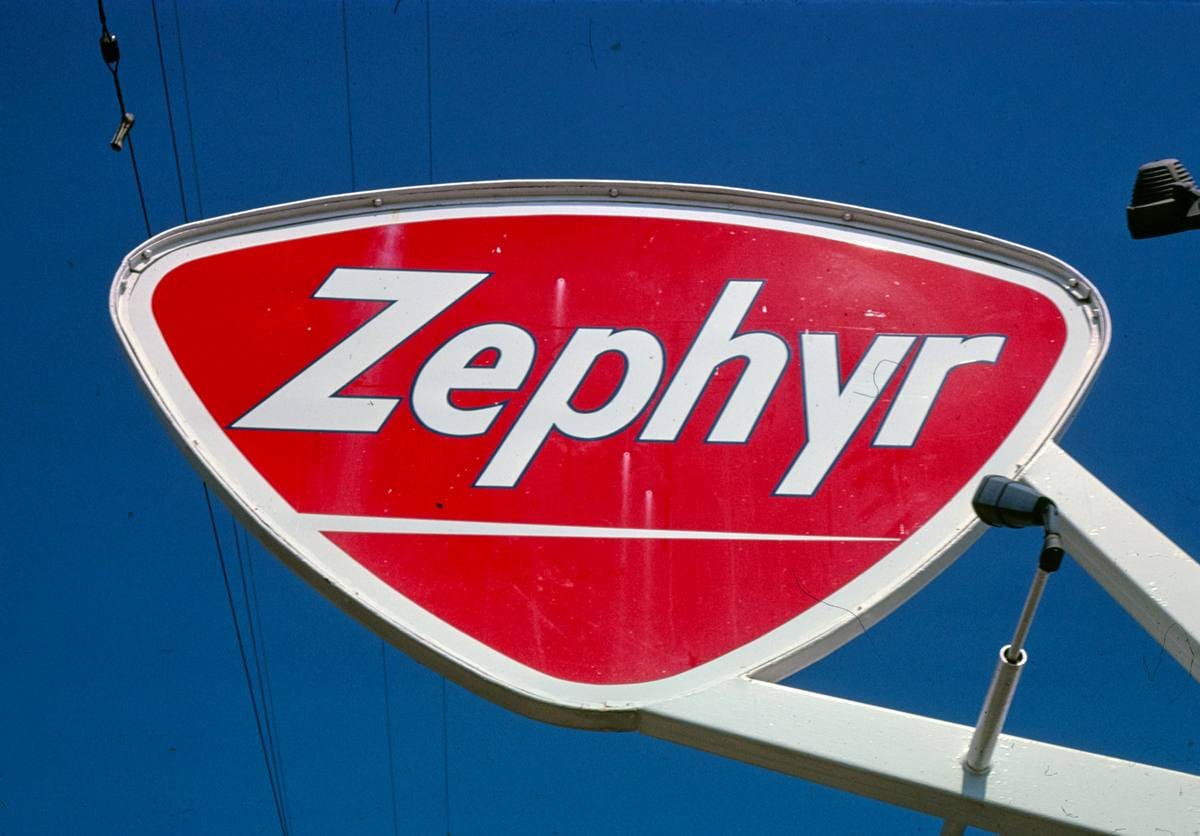 Historic Photo : 1980 Zepher Gas sign, Muskegon, Michigan | Margolies | Roadside America Collection | Vintage Wall Art :