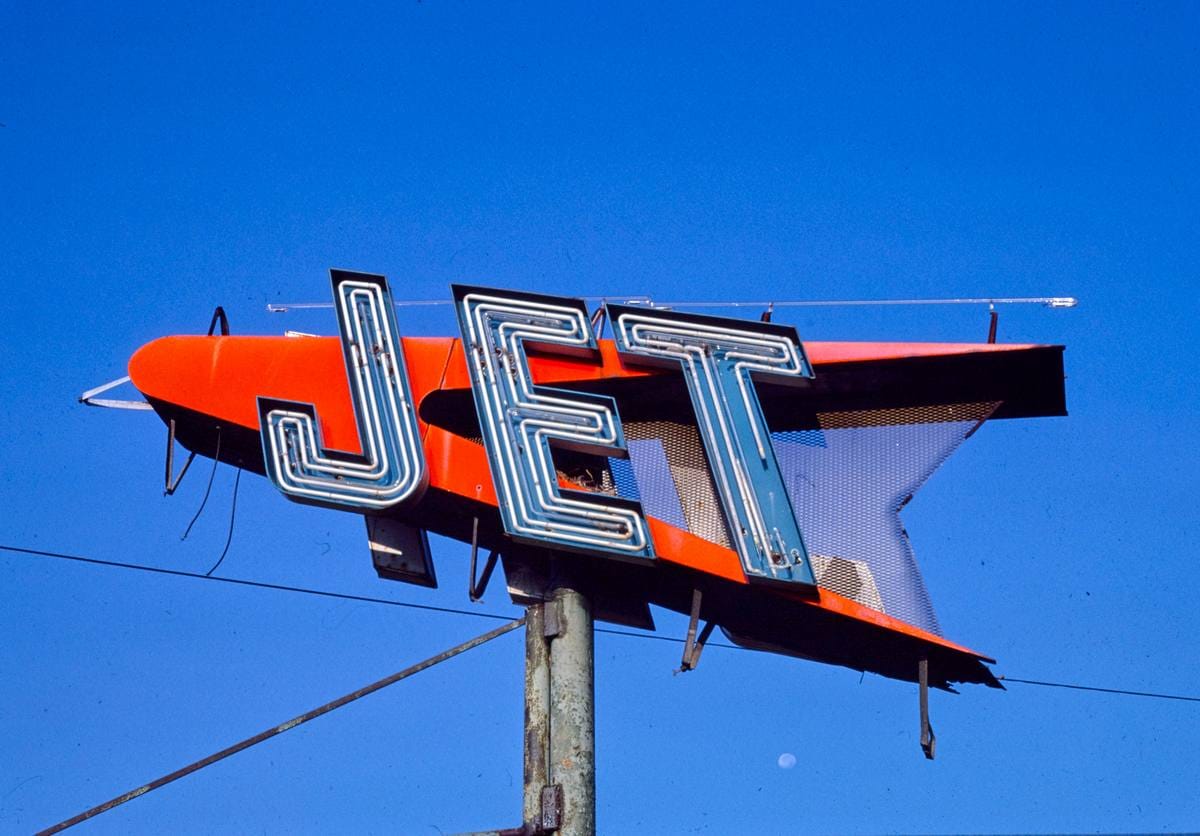 Historic Photo : 1986 Jet gas sign, Cheyenne, Wyoming | Margolies | Roadside America Collection | Vintage Wall Art :