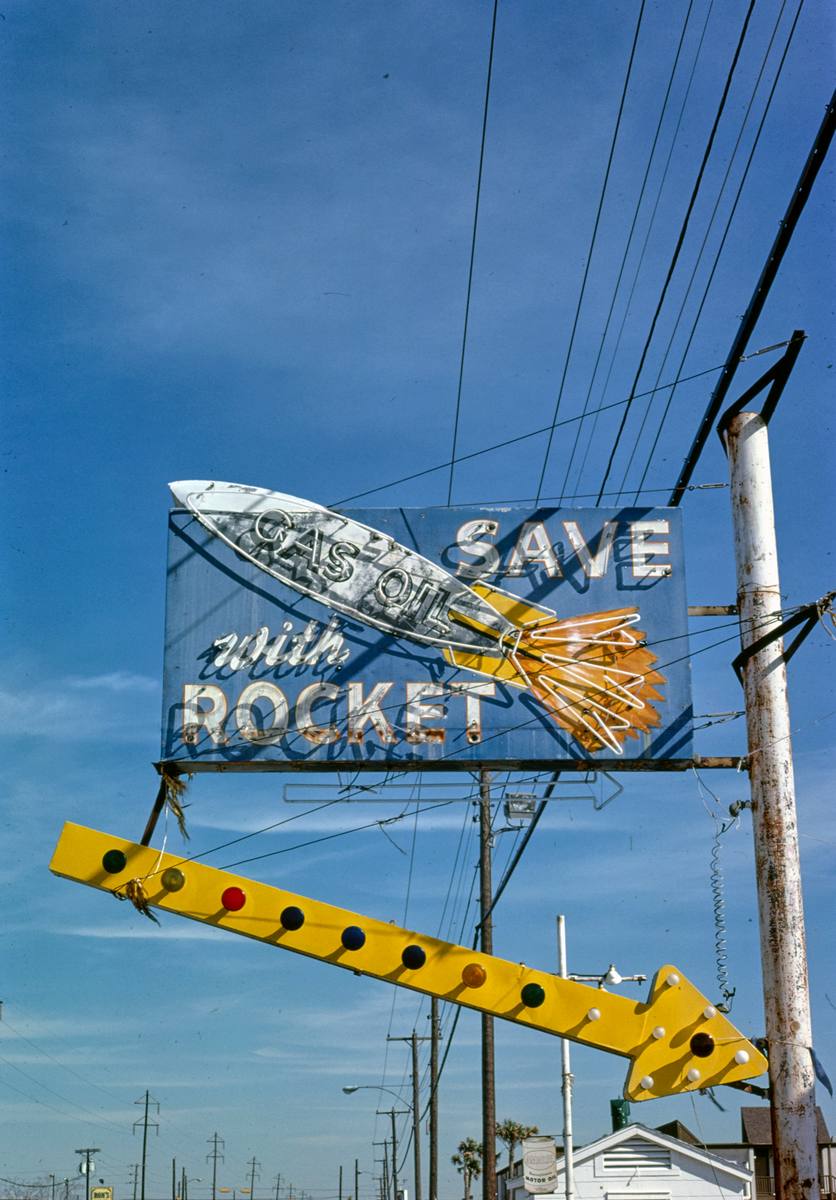 Historic Photo : 1979 Rocket Gas sign, Texas City, Texas | Margolies | Roadside America Collection | Vintage Wall Art :