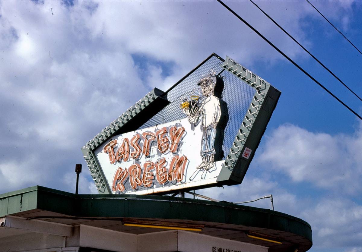 Historic Photo : 1979 Tasty Kreem ice cream sign, Rt. 49, Gulfport, Mississippi | Margolies | Roadside America Collection | Vintage Wall Art :