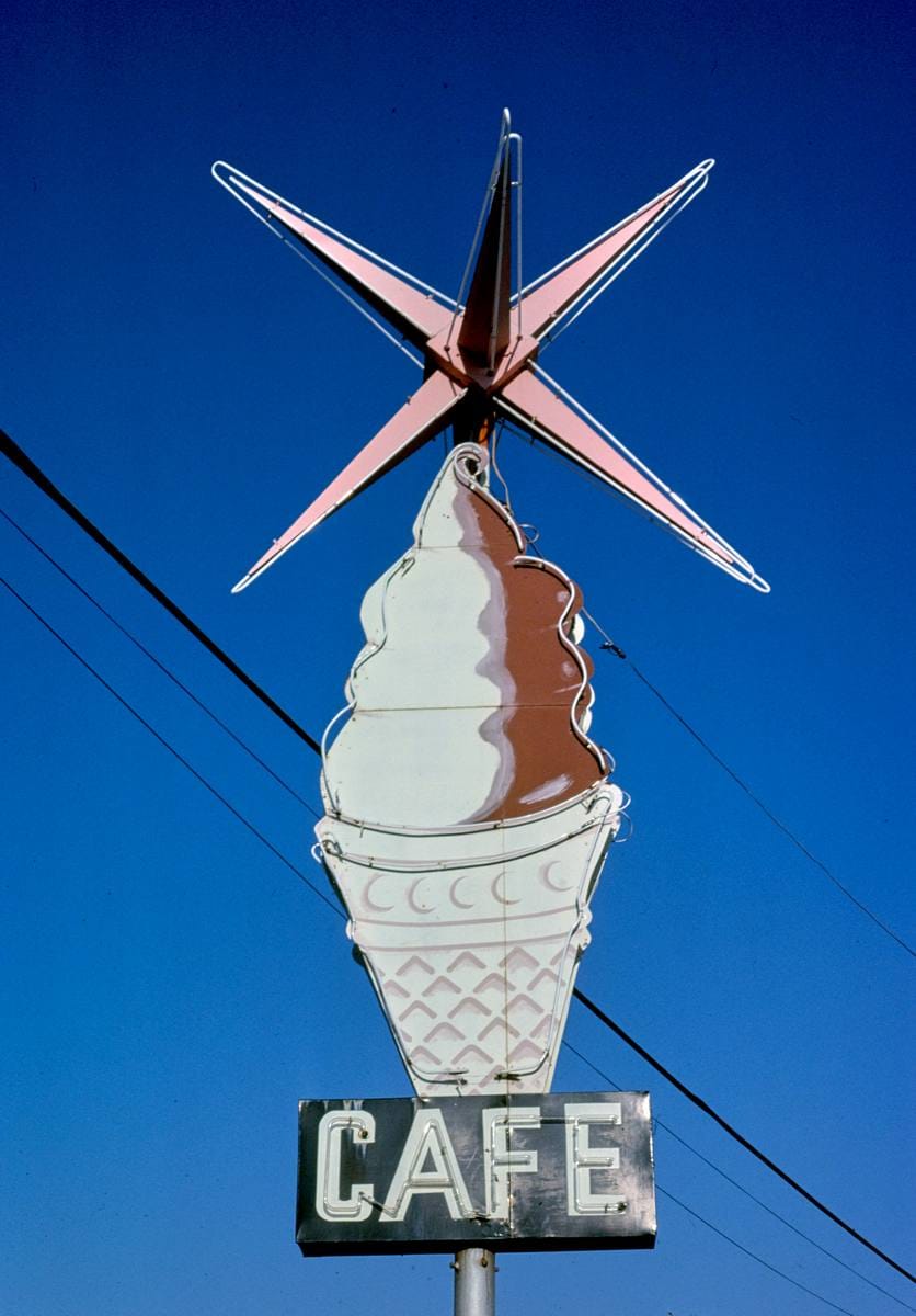 Historic Photo : 1979 Cafe ice cream sign, Galena, Kansas | Margolies | Roadside America Collection | Vintage Wall Art :