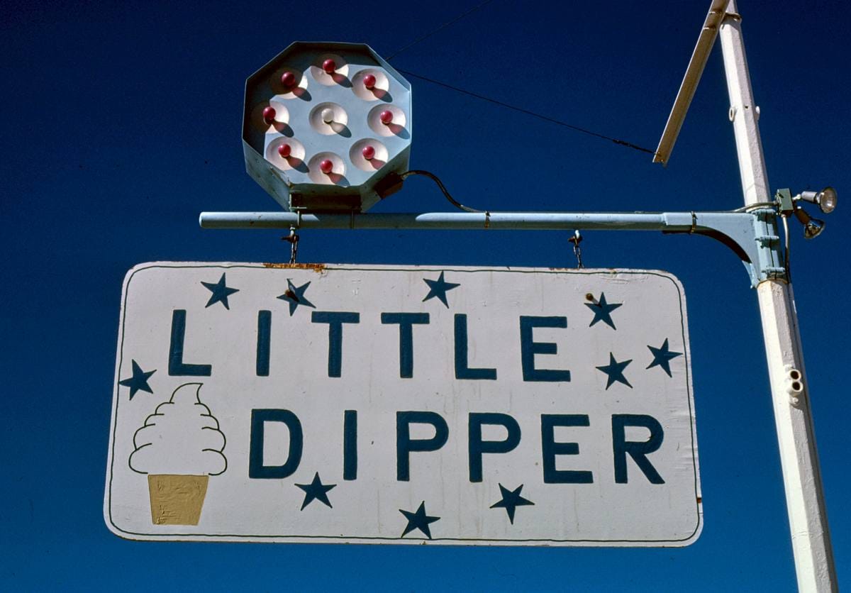 Historic Photo : 1980 Little Dipper ice cream sign, Rt. 40, Hot Sulpher Springs, Colorado | Margolies | Roadside America Collection | Vintage Wall Art :