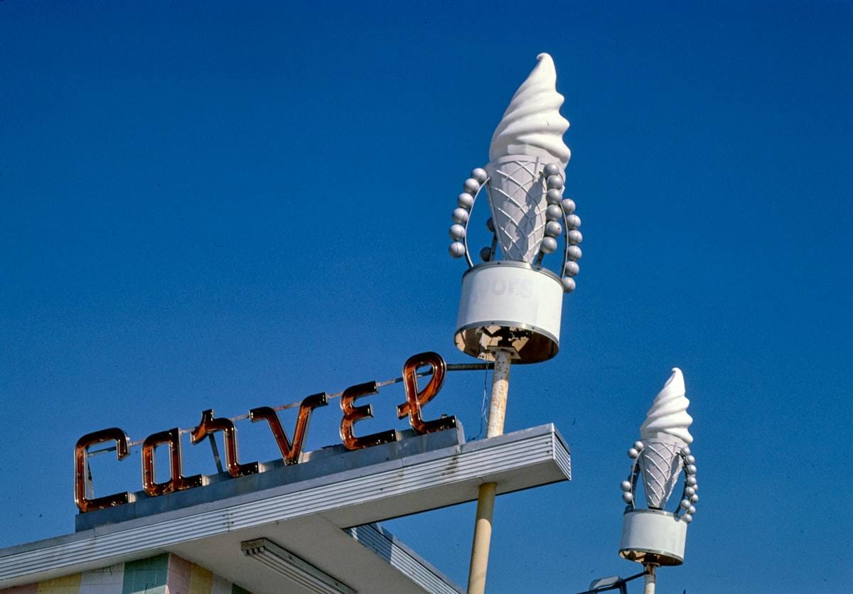 Historic Photo : 1980 Carvel ice cream sign, Rt. 1, West Palm Beach, Florida | Margolies | Roadside America Collection | Vintage Wall Art :