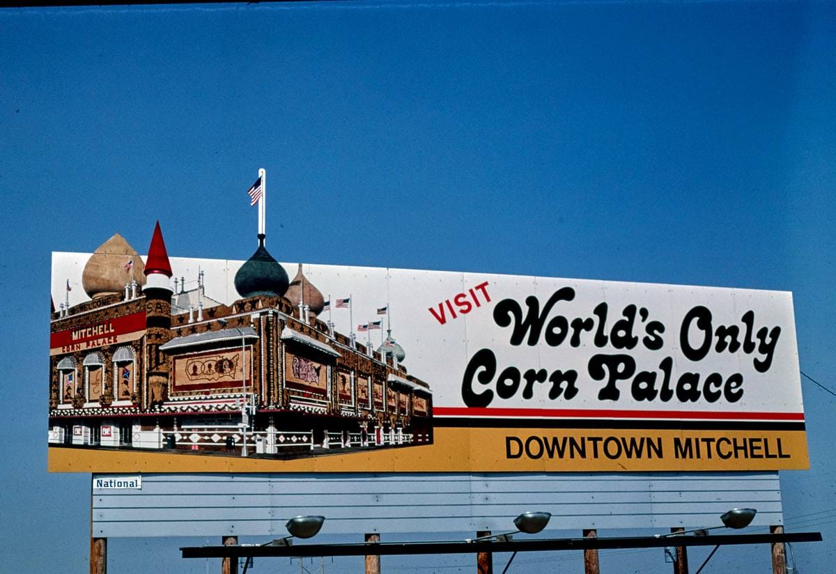 Historic Photo : 1980 Corn Palace billboard, UI-90, Mitchell, South Dakota | Margolies | Roadside America Collection | Vintage Wall Art :