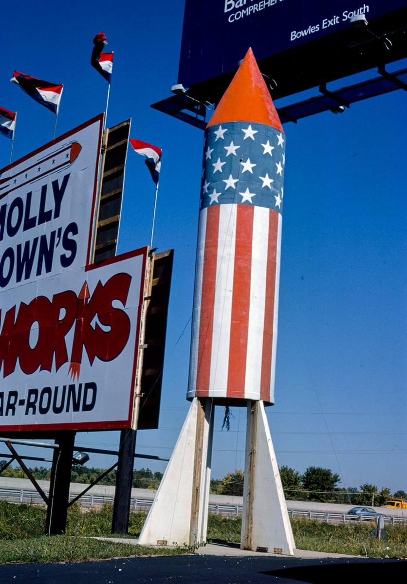 Historic Photo : 1988 Molly Brown's Fireworks sign, Valley Park, Missouri | Margolies | Roadside America Collection | Vintage Wall Art :