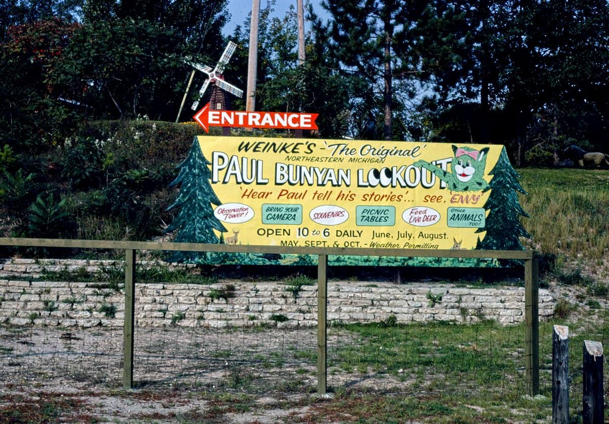 Historic Photo : 1988 Paul Bunyan Lookout sign, Route 23, Spruce, Michigan | Margolies | Roadside America Collection | Vintage Wall Art :