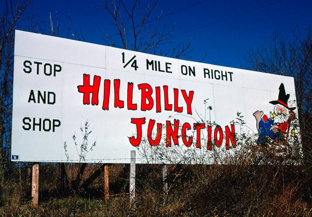 Historic Photo : 1979 Hillbilly Junction billboard 1, Route 60, Willow Springs, Missouri | Margolies | Roadside America Collection | Vintage Wall Art :