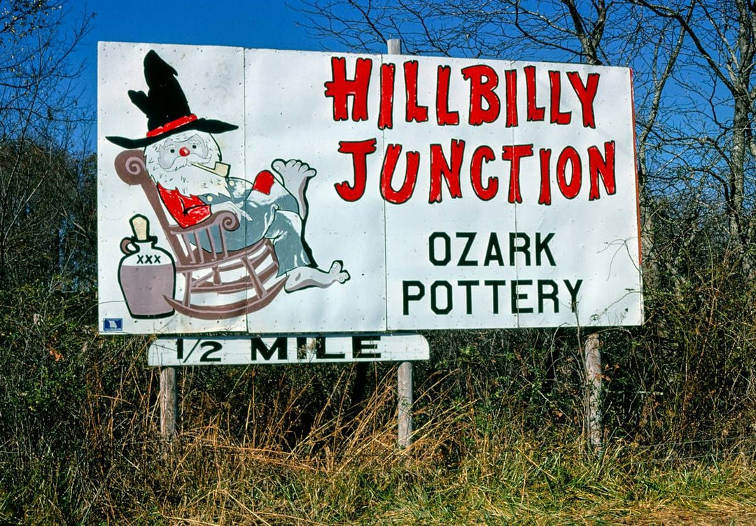 Historic Photo : 1979 Hillbilly Junction billboard 2, Route 60, Willow Springs, Missouri | Margolies | Roadside America Collection | Vintage Wall Art :