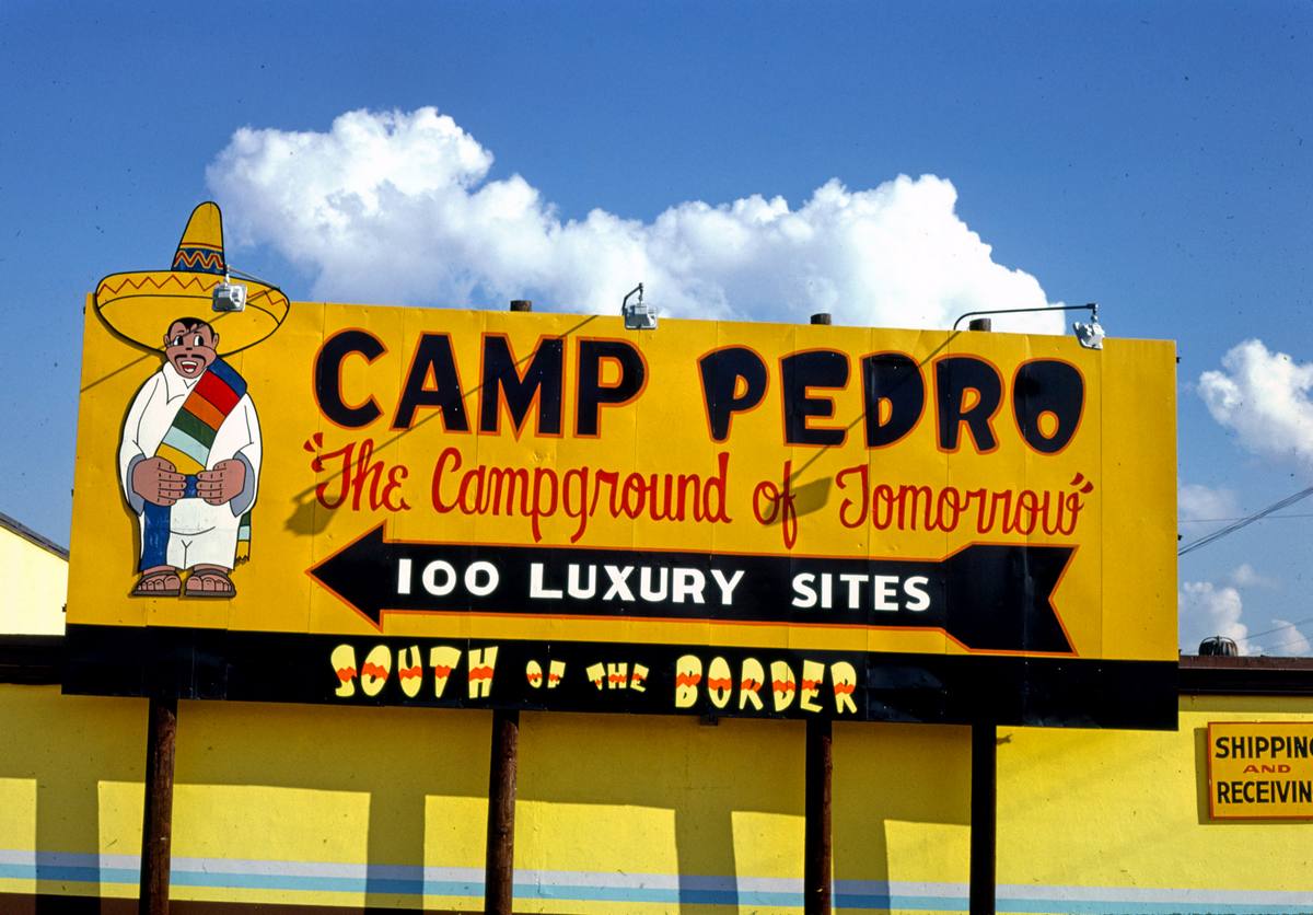 Historic Photo : 1986 South of the border, billboard, Camp Pedro, Dillon, South Carolina | Margolies | Roadside America Collection | Vintage Wall Art :