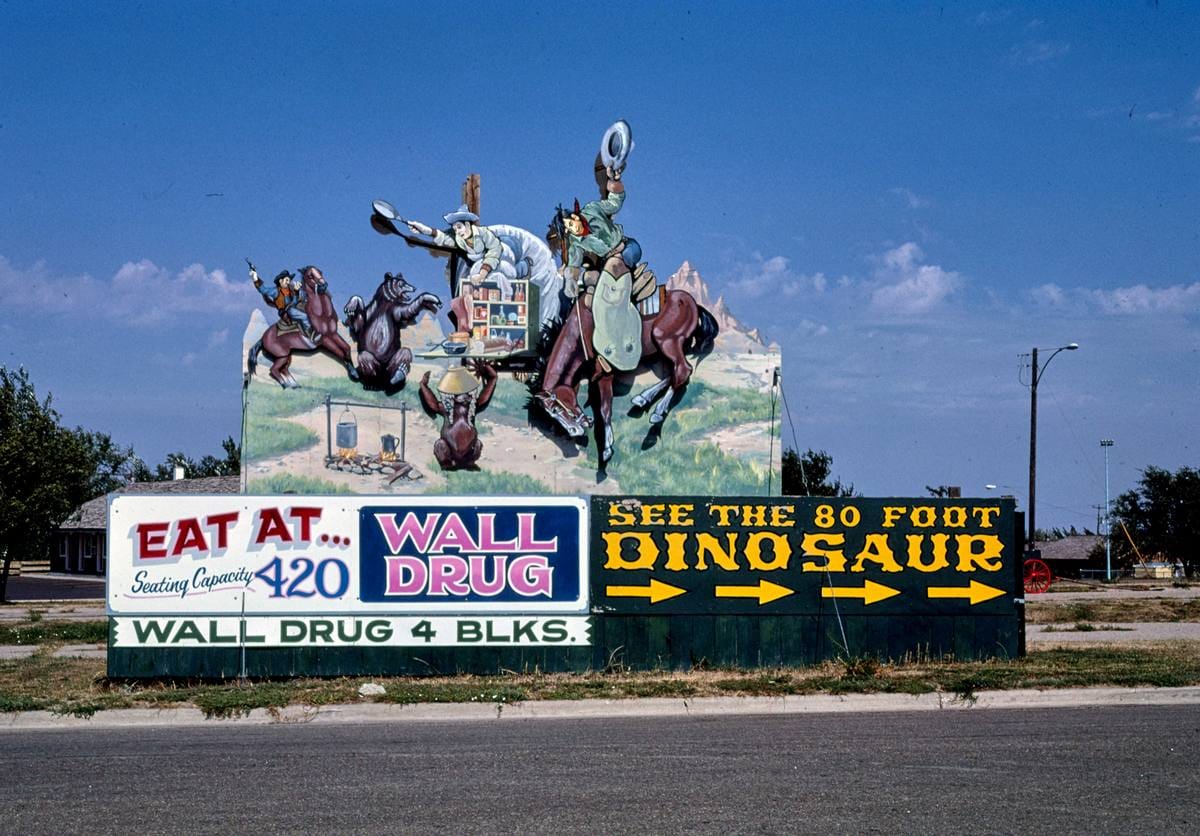 Historic Photo : 1987 Wall Drug sign, Wall, South Dakota | Margolies | Roadside America Collection | Vintage Wall Art :