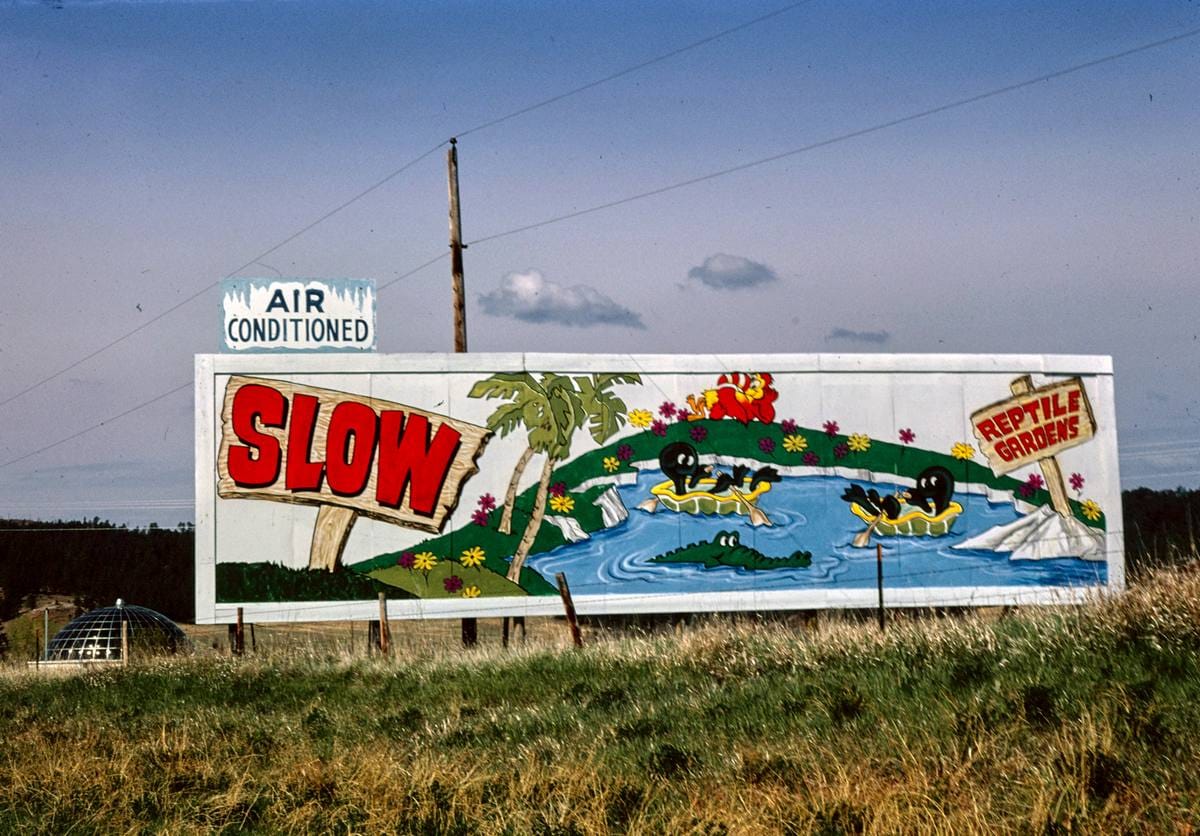 Historic Photo : 1980 Reptile Gardens billboard, Route 16, Rapid City, South Dakota | Margolies | Roadside America Collection | Vintage Wall Art :