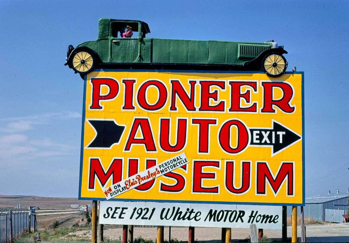 Historic Photo : 1987 Pioneer Auto Museum billboard, Murdo, South Dakota | Margolies | Roadside America Collection | Vintage Wall Art :