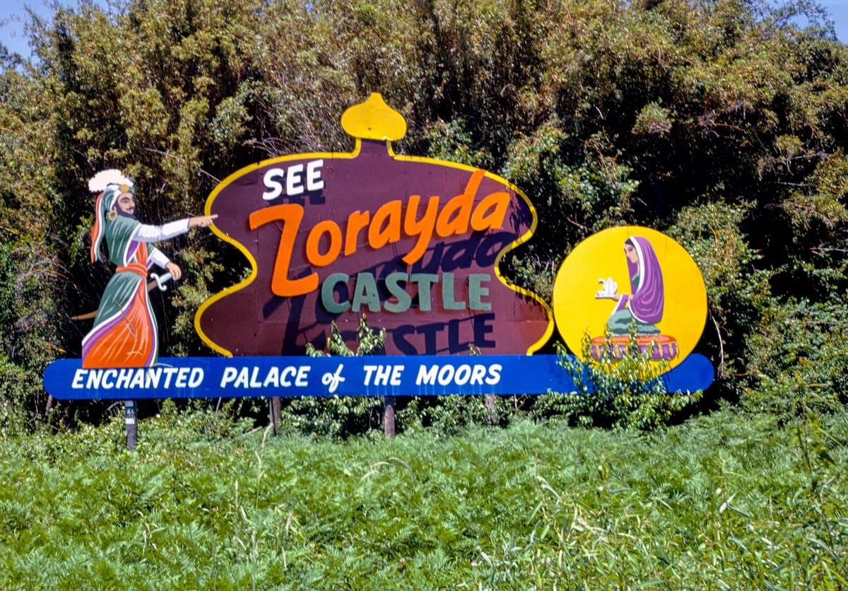 Historic Photo : 1979 Zorayda Castle billboard, Route 1, near St. Augustine, Florida | Margolies | Roadside America Collection | Vintage Wall Art :