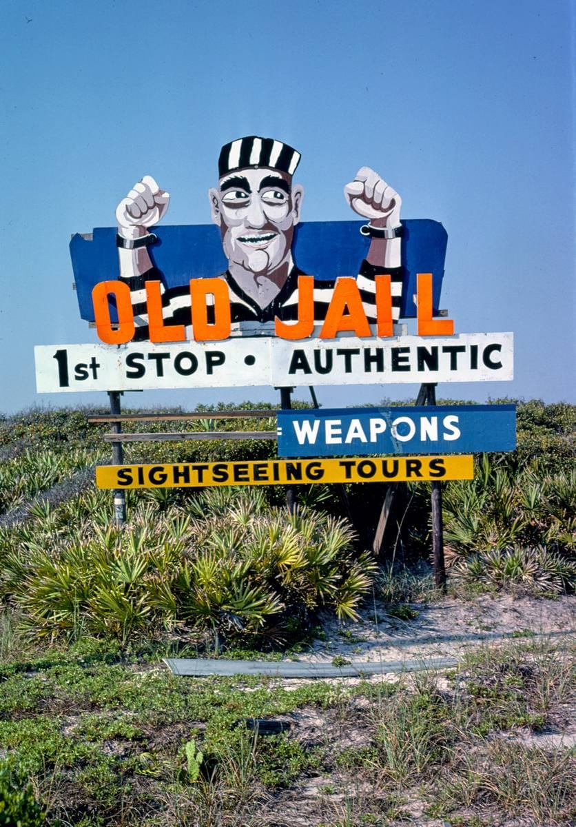 Historic Photo : 1979 Old Jail billboard, Route A1A, near St. Augustine, Florida | Margolies | Roadside America Collection | Vintage Wall Art :