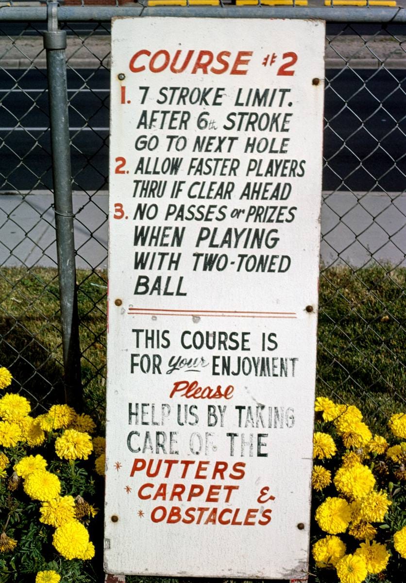 Historic Photo : 1987 Rules, Leisure Twin Putt, Albuquerque, New Mexico | Margolies | Roadside America Collection | Vintage Wall Art :