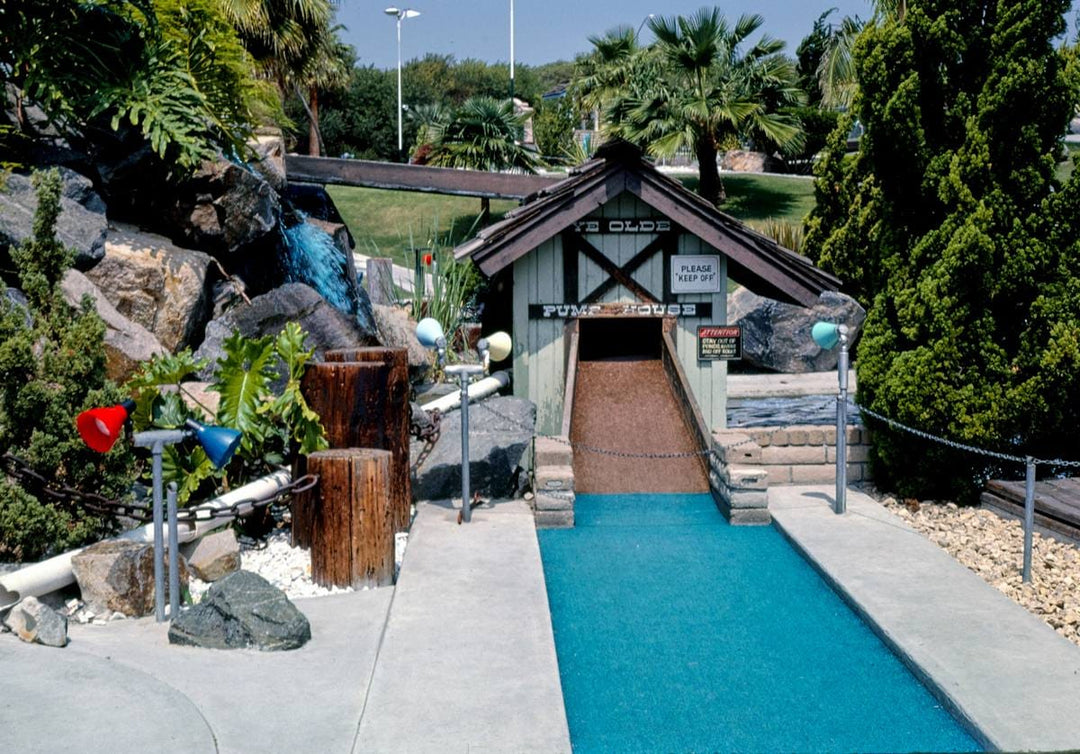 Historic Photo : 1981 Pump house hole, Fountain Valley mini golf, Fountain Valley, California | Margolies | Roadside America Collection | Vintage Wall Art :