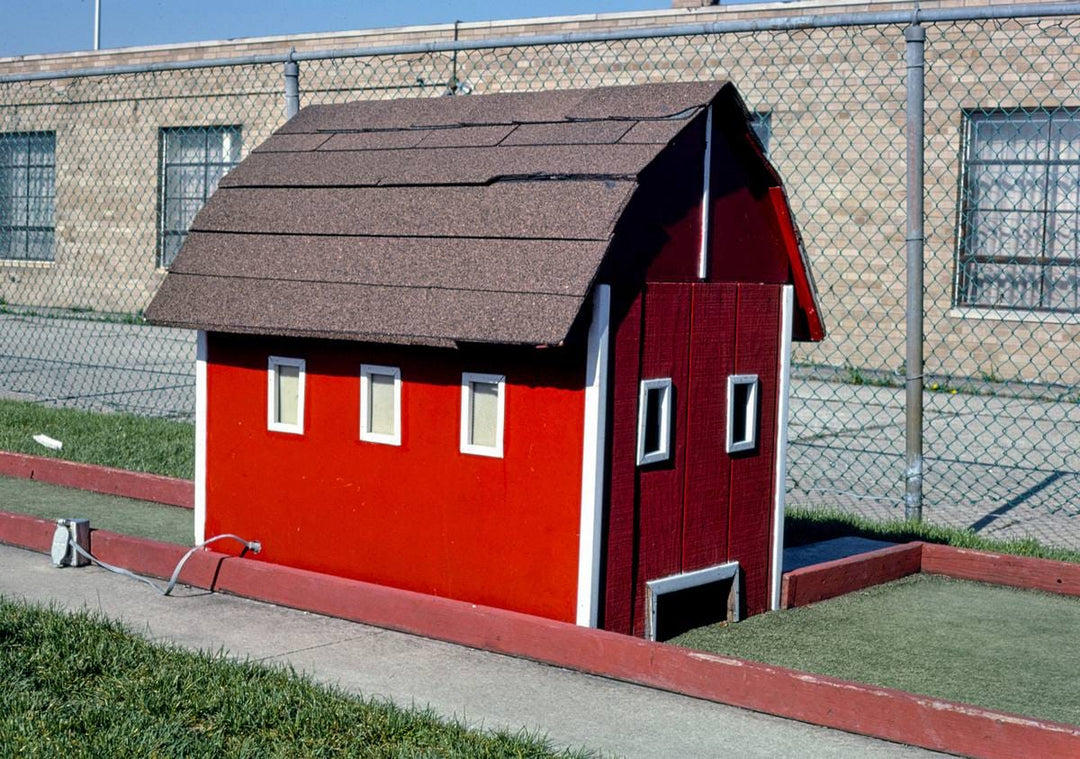 Historic Photo : 1986 Red barn hole, Mauro's mini golf, Hazel Park, Michigan | Margolies | Roadside America Collection | Vintage Wall Art :