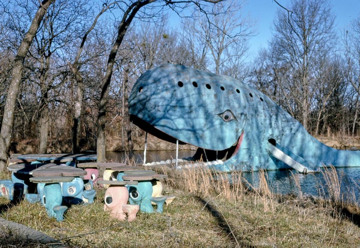 Historic Photo : 1995 Blue Whale, Route 66, Catoosa, Oklahoma | Margolies | Roadside America Collection | Vintage Wall Art :