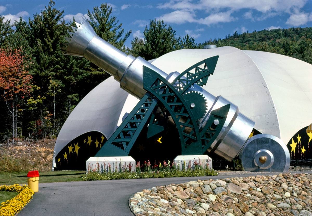 Historic Photo : 1984 Space Fantasy facade and rocket, Storyland, Route 16, Glen, New Hampshire | Margolies | Roadside America Collection | Vintage Wall Art :
