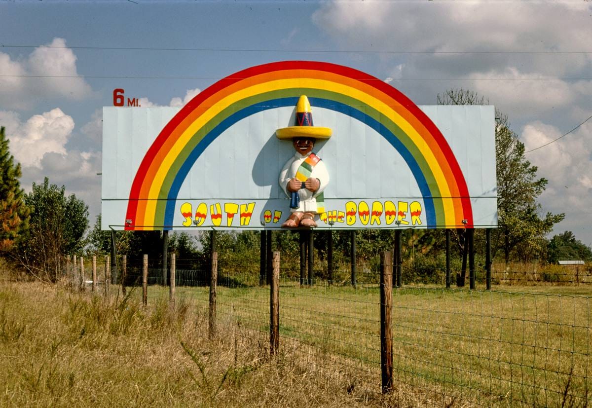 Historic Photo : 1986 6 mile Billboard, South of the border, I-95, near Dillon, South Carolina | Margolies | Roadside America Collection | Vintage Wall Art :