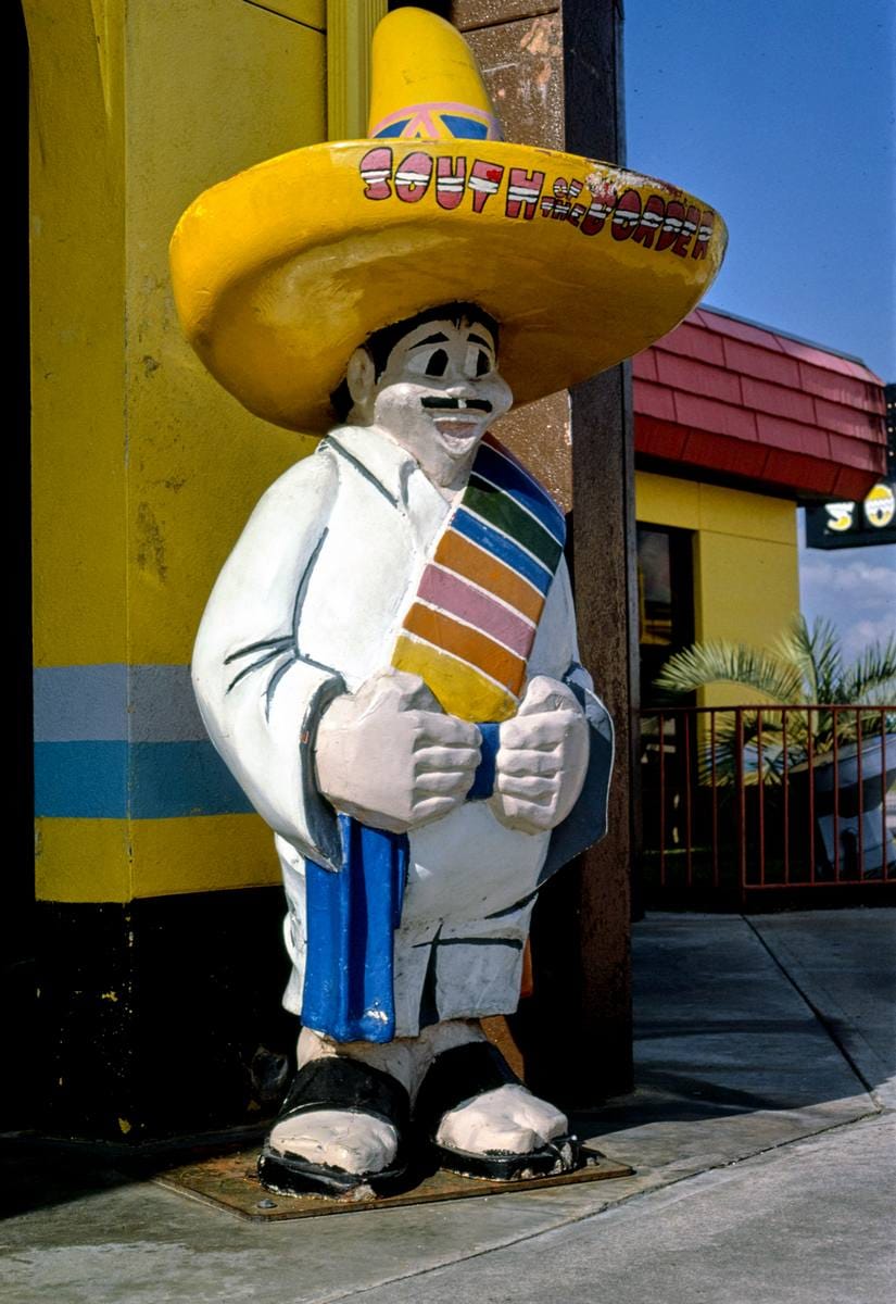 Historic Photo : 1986 Pedro statue, South of the border, I-95, near Dillon, South Carolina | Margolies | Roadside America Collection | Vintage Wall Art :