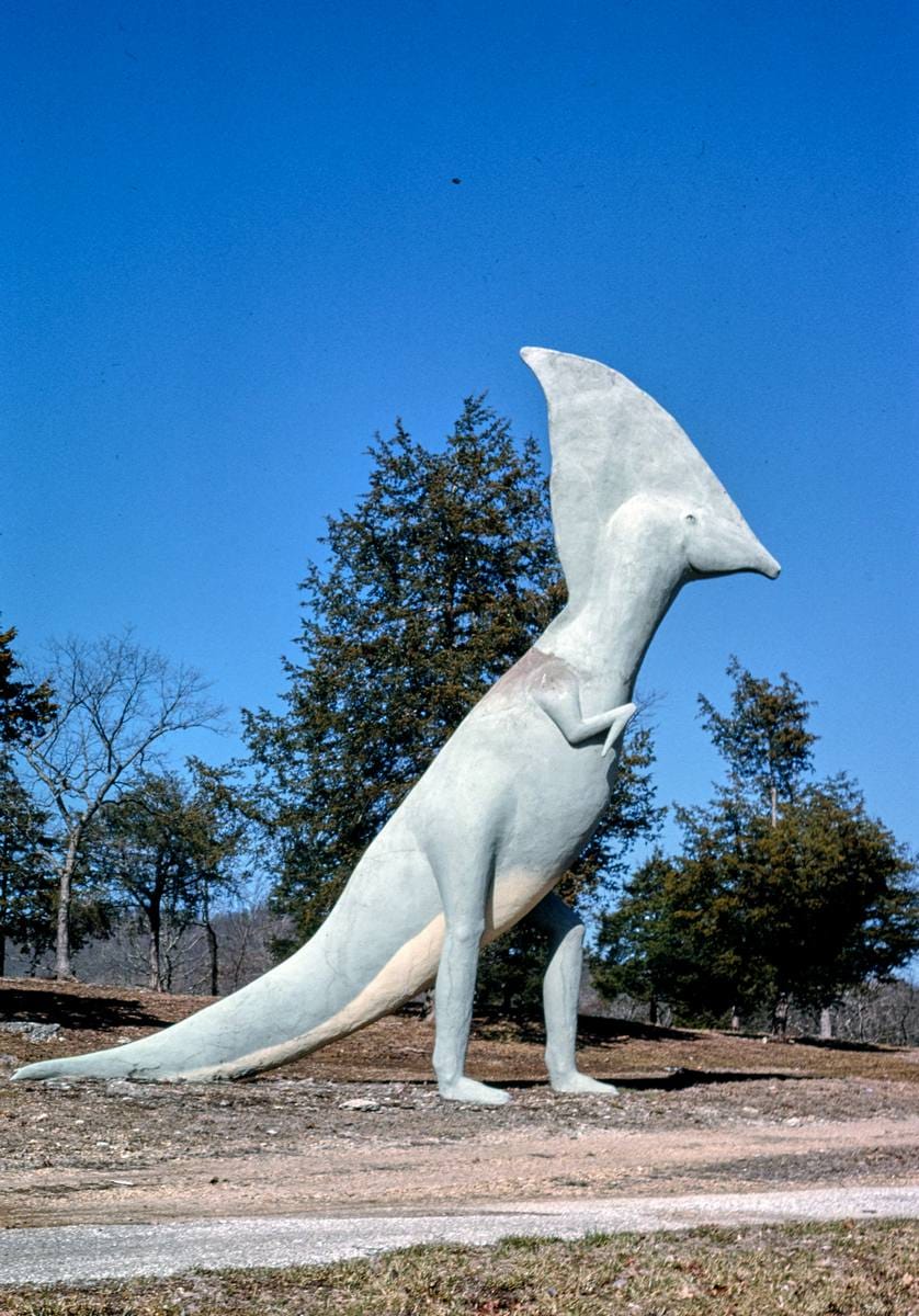 Historic Photo : 1994 Parasaurolophus, Dinosaur World, Eureka Springs, Arkansas | Margolies | Roadside America Collection | Vintage Wall Art :