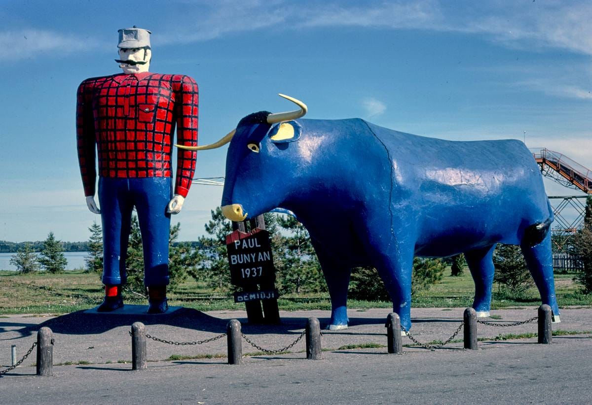 Historic Photo : 1980 Paul Bunyan and Babe, Route 2, Bemidji, Minnesota | Margolies | Roadside America Collection | Vintage Wall Art :