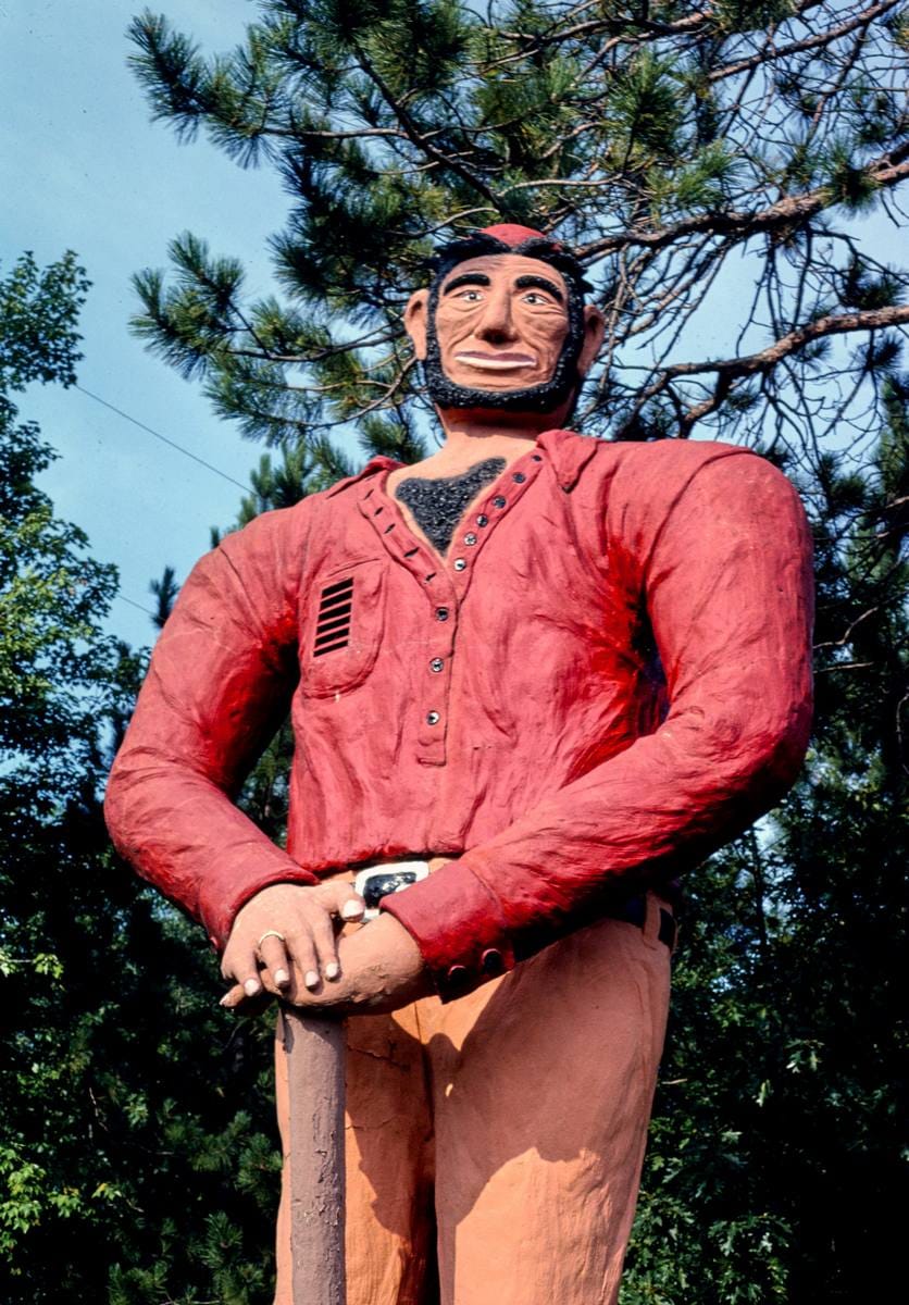 Historic Photo : 1988 Paul detail, Art Weinke's Paul Bunyan Lookout, Route 23, Spruce, Michigan | Margolies | Roadside America Collection | Vintage Wall Art :