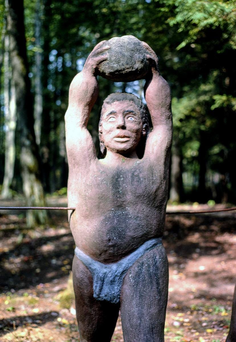 Historic Photo : 1988 Caveman, Dinosaur Gardens, Route 23, Ossineke, Michigan | Margolies | Roadside America Collection | Vintage Wall Art :