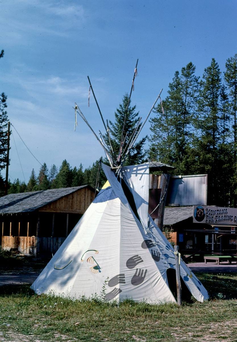 Historic Photo : 1987 Teepee, Montana Fur Trading Co., Route 2, Hungry Horse, Montana | Margolies | Roadside America Collection | Vintage Wall Art :