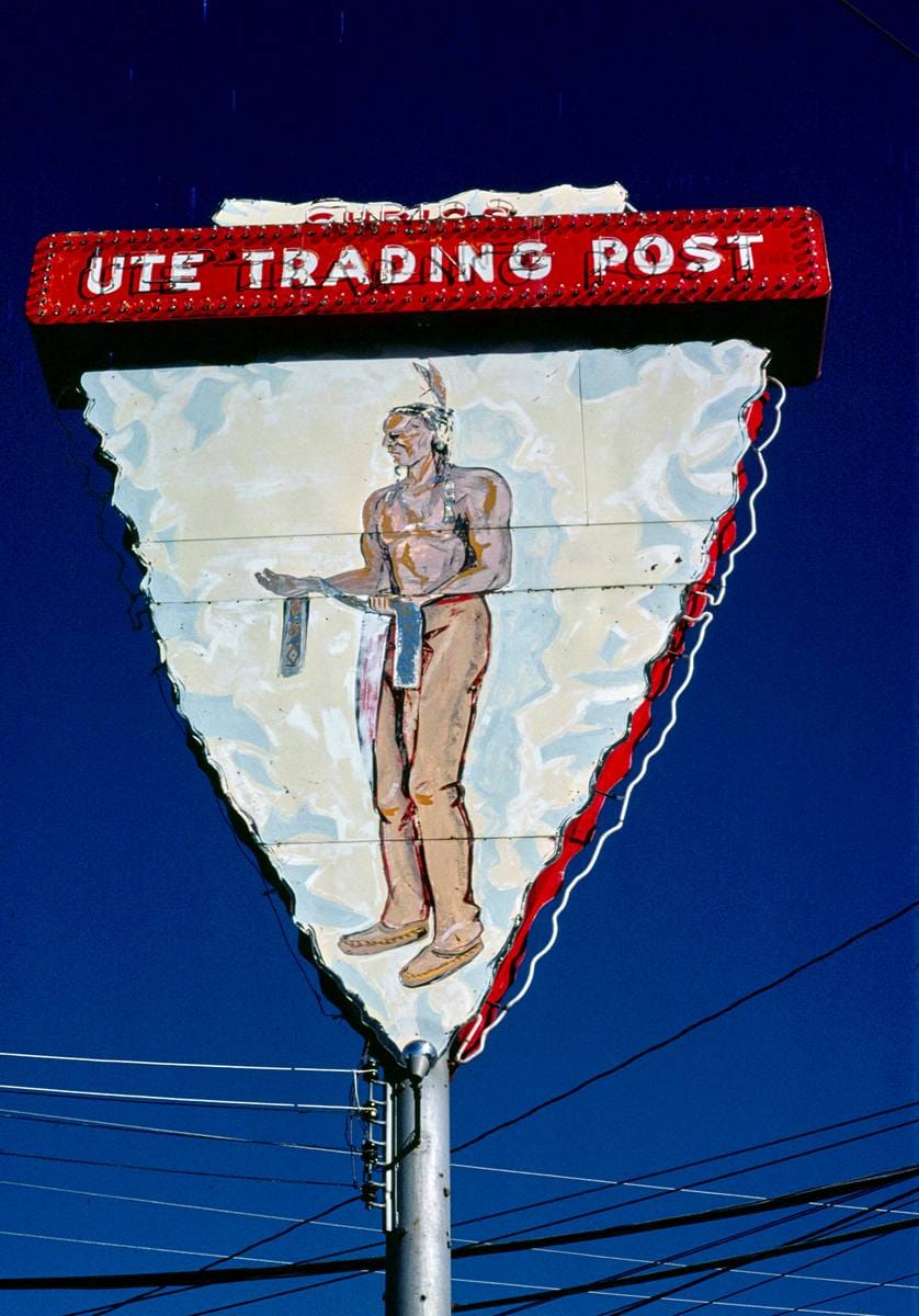 Historic Photo : 1980 Ute Trading Post sign, B-2A, Manitou Springs, Colorado | Margolies | Roadside America Collection | Vintage Wall Art :