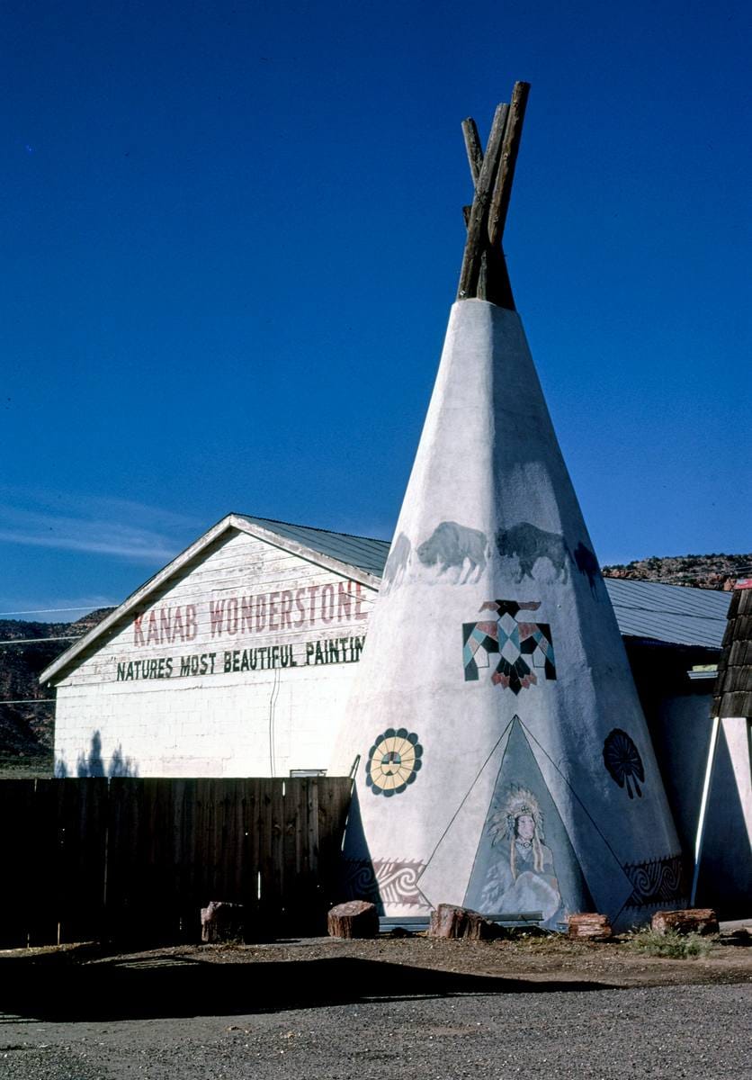 Historic Photo : 1987 Kanab Wonderstone Gift angle 1, Route 89, Kanab, Utah | Margolies | Roadside America Collection | Vintage Wall Art :