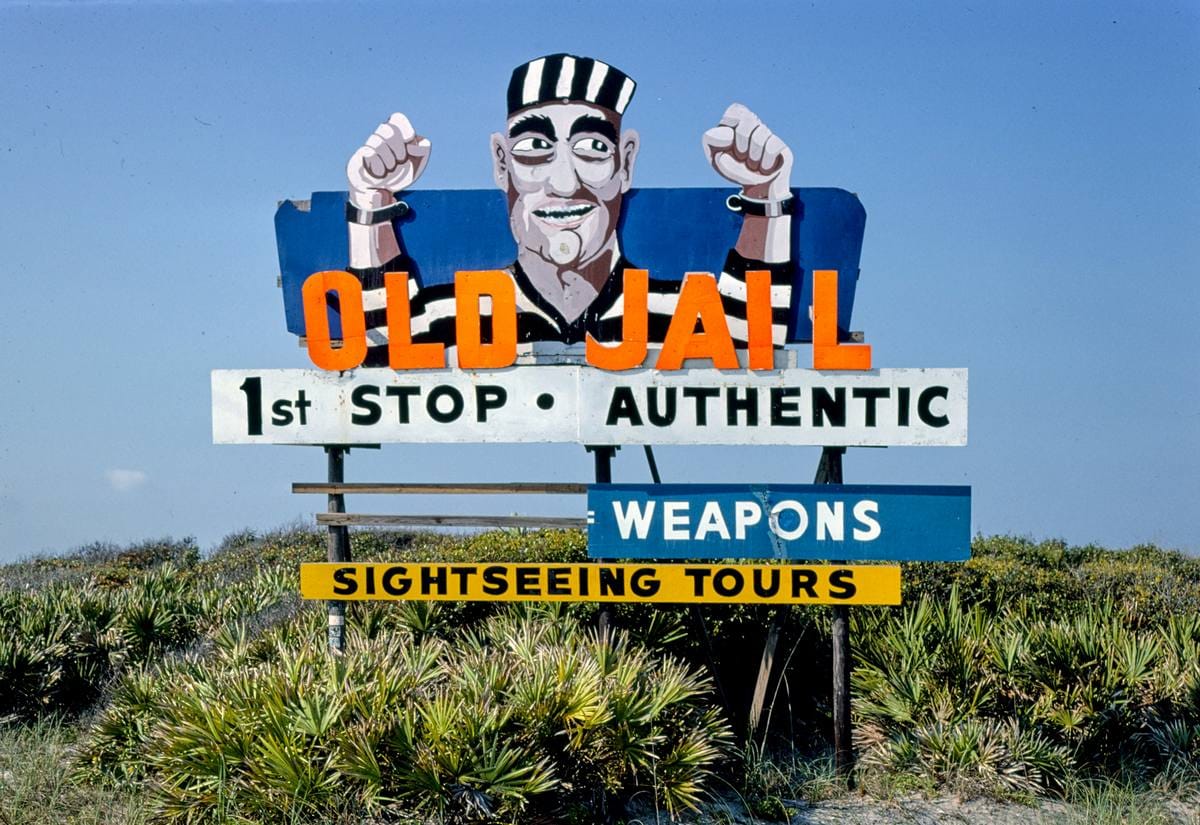 Historic Photo : 1979 Old Jail billboard, Route A1A, St. Augustine, Florida | Margolies | Roadside America Collection | Vintage Wall Art :