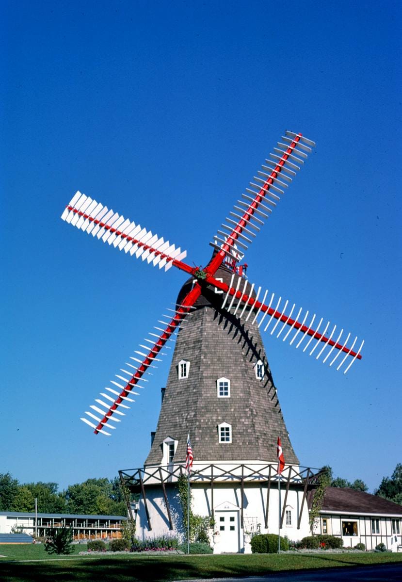 Historic Photo : 1988 Danish Windmill (1848), Iowa Welcome Center, Route 173, Elk Horn, Iowa | Margolies | Roadside America Collection | Vintage Wall Art :