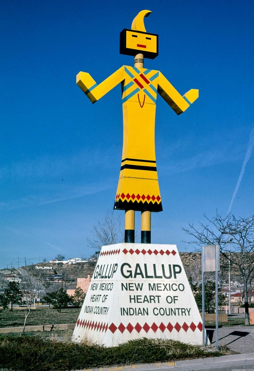 Historic Photo : 2003 Gallup Kachina sign, Heart of Indian Country, Gallup, New Mexico | Margolies | Roadside America Collection | Vintage Wall Art :