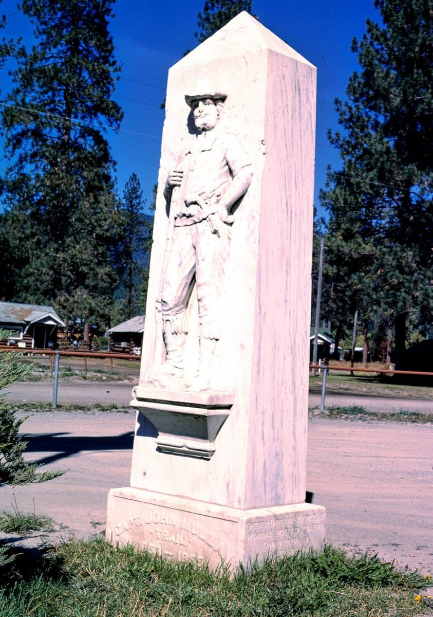 Historic Photo : 1987 Captain John Mullan Trail sign, Route 10, Saint Regis, Montana | Margolies | Roadside America Collection | Vintage Wall Art :