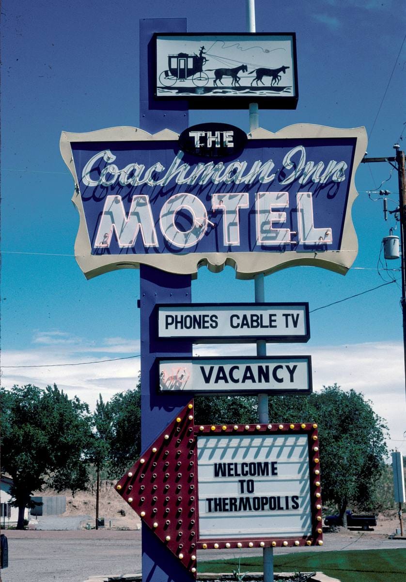 Historic Photo : 2004 Coachman Motel sign, Route 1A, Thermopolis, Wyoming | Margolies | Roadside America Collection | Vintage Wall Art :