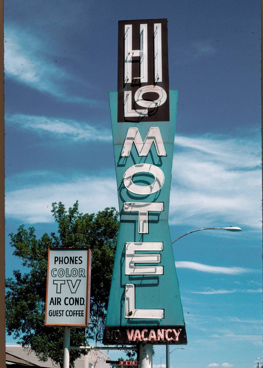 Historic Photo : 2004 Hi Lo Motel sign, Route 26, Riverton, Wyoming | Margolies | Roadside America Collection | Vintage Wall Art :